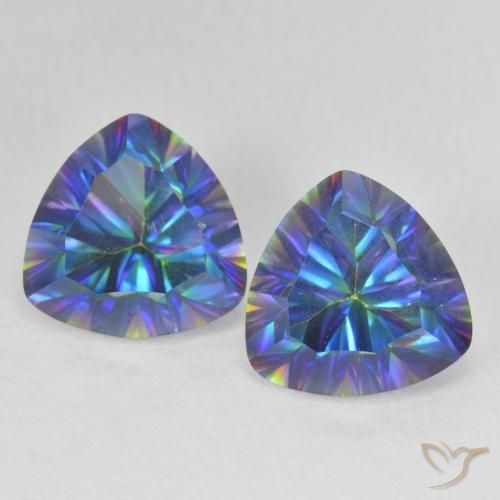 5.19ctw Natürlicher Mehrfarbiges Blau Mystischer Quarz, Trillion, VVS-VS