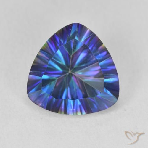 3.10ct Natürlicher Mehrfarbiges Blau Mystischer Quarz, Trillion, VVS-VS