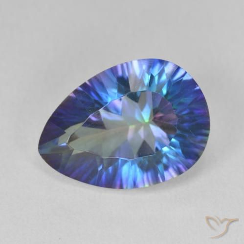 5.37ct Natürlicher Mehrfarbiges Blau Mystischer Quarz, Birnenform, VVS-VS