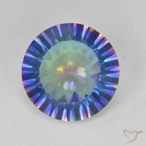5.24ct Natürlicher Mehrfarbiges Blau Mystischer Quarz, Runden, VVS-VS