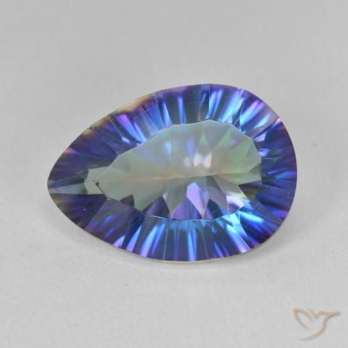 4.96ct Natürlicher Mehrfarbiges Blau Mystischer Quarz, Birnenform, VVS-VS