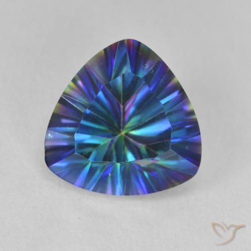 2.97ct Natürlicher Mehrfarbiges Blau Mystischer Quarz, Trillion, VVS-VS