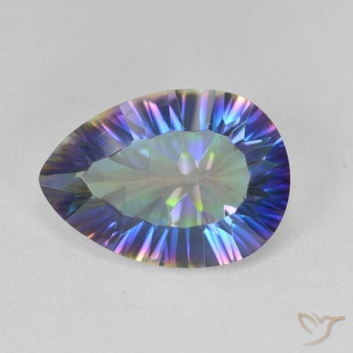 4.73ct Natürlicher Mehrfarbiges Blau Mystischer Quarz, Birnenform, VVS-VS