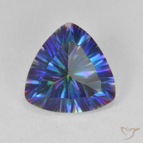 2.97ct Natürlicher Mehrfarbiges Blau Mystischer Quarz, Trillion, VVS-VS