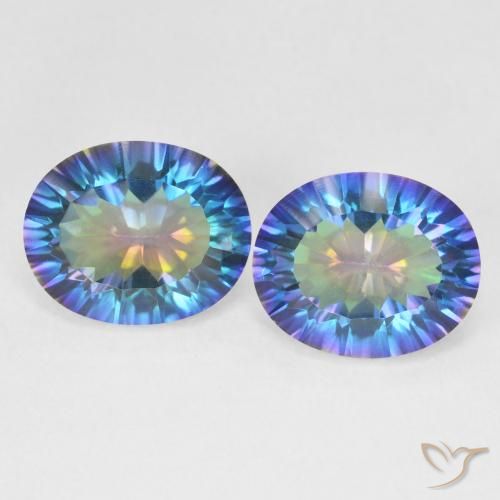 6,32 ct natürliche mehrfarbiger Mystik-Quarz-Edelsteine, Oval Schliff, VVS-VS