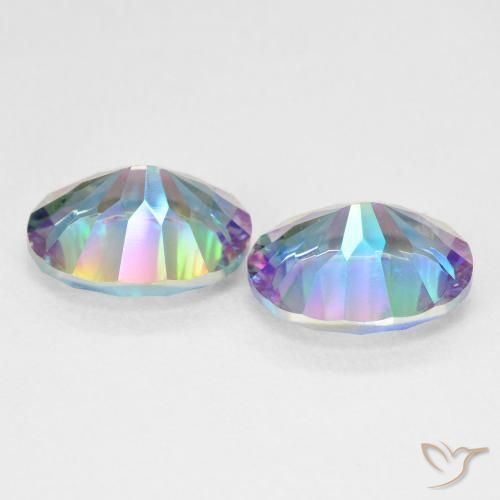 6,32 ct natürliche mehrfarbiger Mystik-Quarz-Edelsteine, Oval Schliff, VVS-VS