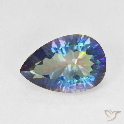3.05ct Natürlicher Mehrfarbig Mystischer Quarz, Birnenform, VVS-VS
