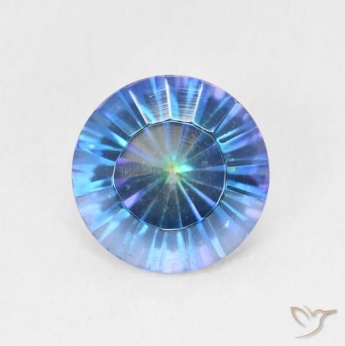 1.72ct Natürlicher Mehrfarbiges Blau Mystischer Quarz, Runden, VVS-VS