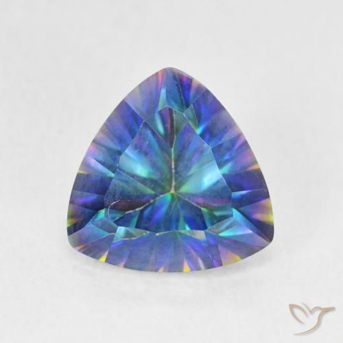 2.22ct Natürlicher Mehrfarbiges Blau Mystischer Quarz, Trillion, VS