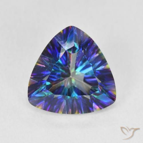 3.01ct Natürlicher Mehrfarbiges Blau Mystischer Quarz, Trillion, VS