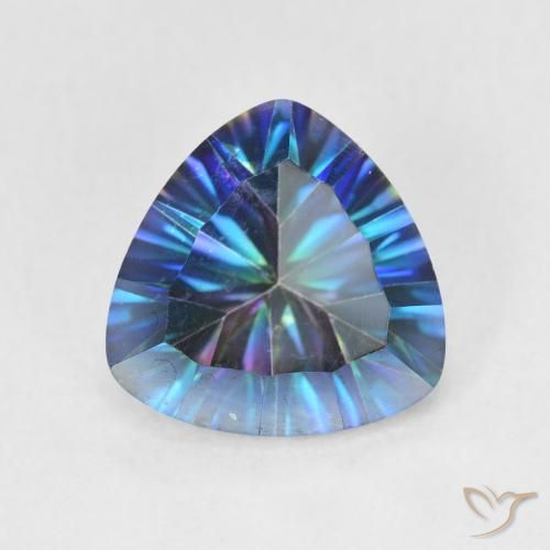2.85ct Natürlicher Mehrfarbiges Blau Mystischer Quarz, Trillion, VS
