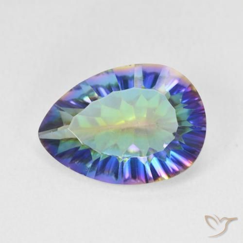 4.68ct Natürlicher Mehrfarbiges Blau Mystischer Quarz, Birnenform, VS