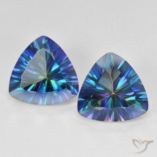 5.94ctw Natürlicher Mehrfarbiges Blau Mystischer Quarz, Trillion, VS