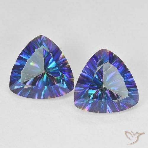6.10ctw Natürlicher Mehrfarbiges Blau Mystischer Quarz, Trillion, VS