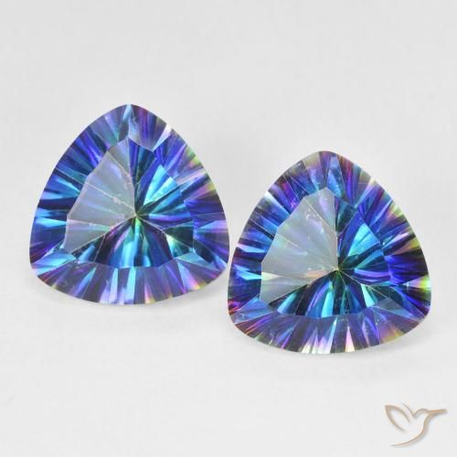 5.94ctw Natürlicher Mehrfarbiges Blau Mystischer Quarz, Trillion, VS