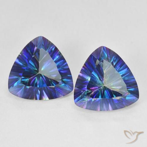 6.11ctw Natürlicher Mehrfarbiges Blau Mystischer Quarz, Trillion, VS