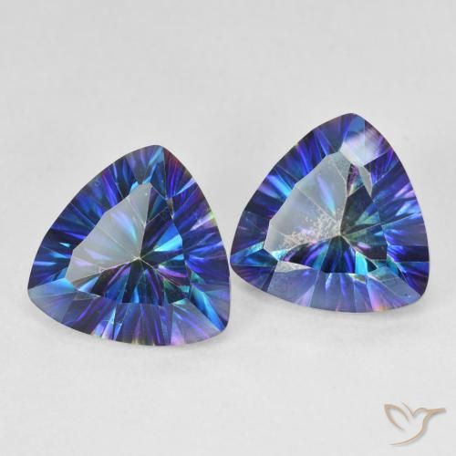 6.11 ct natürliche Mehrfarbiges Blau Mystischer Quarz-Edelsteine, Trillion, VS