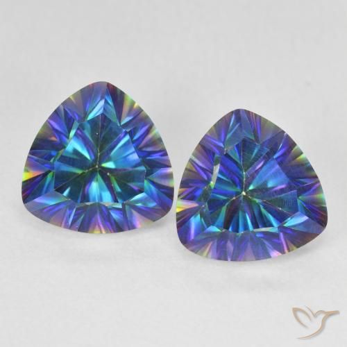 5.24ctw Natürlicher Mehrfarbiges Blau Mystischer Quarz, Trillion, VS