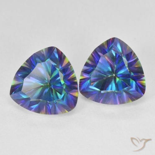 5.24 ct natürliche Mehrfarbiges Blau Mystischer Quarz-Edelsteine, Trillion, VS