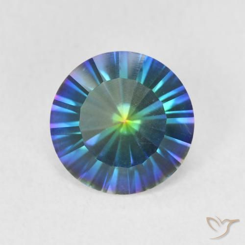 1.58ct Natürlicher Mehrfarbiges Blau Mystischer Quarz, Runden, VVS