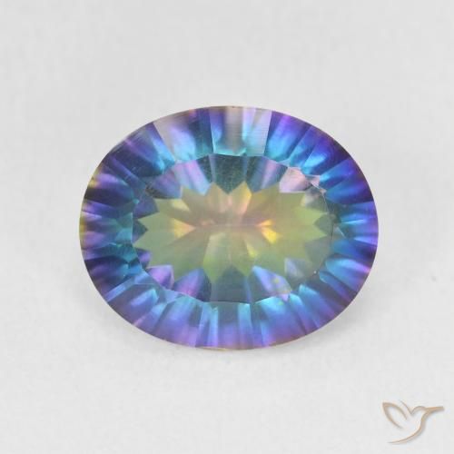 3.21ct Natürlicher Mehrfarbiges Blau Mystischer Quarz, Oval, VS