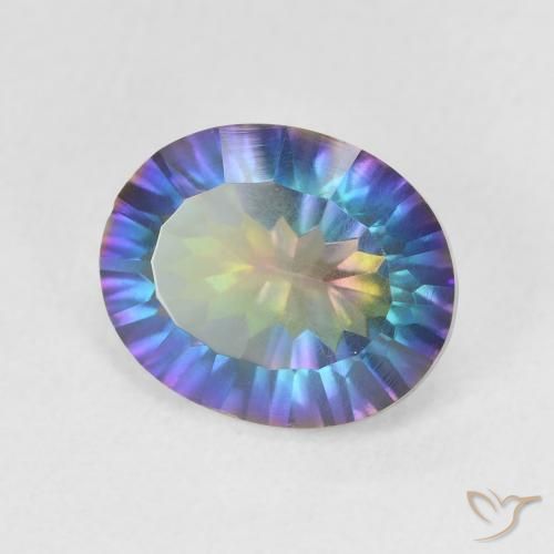 9,17 ctw natürlicher Mehrfarbiges Blau Mystischer Quarz, Oval, VS