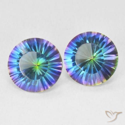 3.26 ct natürliche Mehrfarbiges Blau Mystischer Quarz-Edelsteine, Runden, VVS-VS