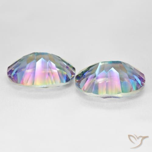 25,03 ct natürliche mehrfarbiger Mystik-Quarz-Edelsteine, Oval Schliff, VS