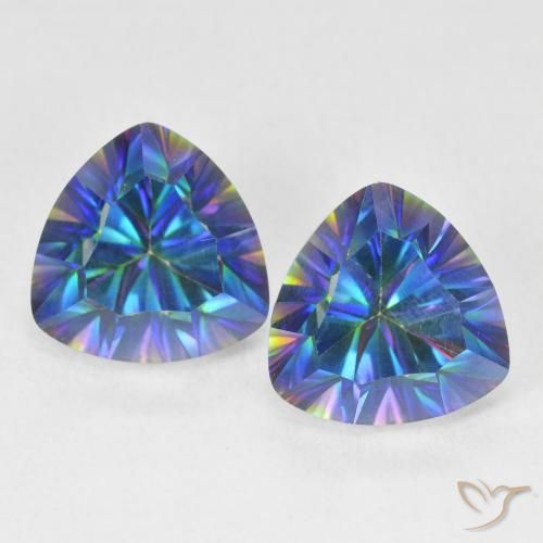 5.35ctw Natürlicher Mehrfarbiges Blau Mystischer Quarz, Trillion, VVS-VS