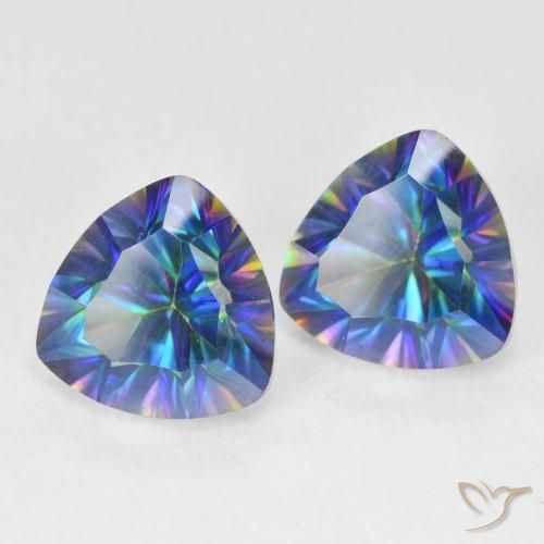 5.35 ct natürliche Mehrfarbiges Blau Mystischer Quarz-Edelsteine, Trillion, VVS-VS