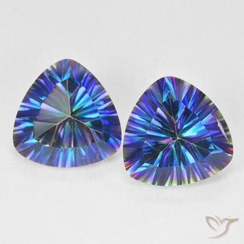 6.06ctw Natürlicher Mehrfarbiges Blau Mystischer Quarz, Trillion, VVS-VS