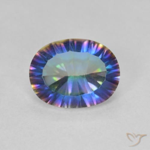1.64ct Natürlicher Mehrfarbig Mystischer Quarz, Oval, VVS-VS
