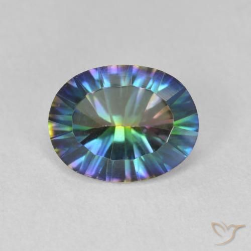 1.60ct Natürlicher Mehrfarbig Mystischer Quarz, Oval, VVS-VS