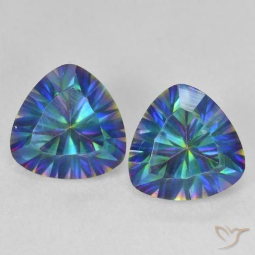 3.74ctw Natürlicher Mehrfarbiges Blau Mystischer Quarz, Trillion, VVS-VS