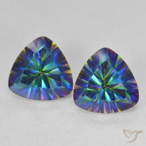 2.28ctw Natürlicher Mehrfarbiges Blau Mystischer Quarz, Trillion, VVS-VS
