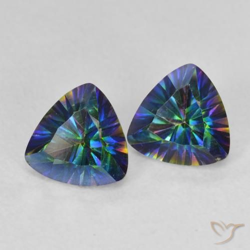 1.42 ct natürliche Mehrfarbig Mystischer Quarz-Edelsteine, Trillion, VVS-VS