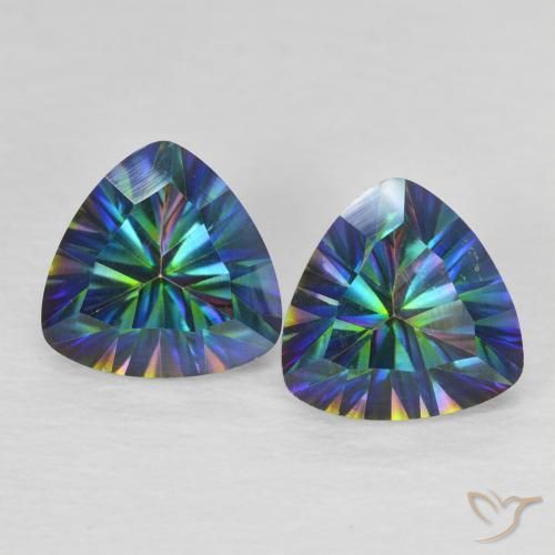 2.25ctw Natürlicher Mehrfarbiges Blau Mystischer Quarz, Trillion, VVS-VS