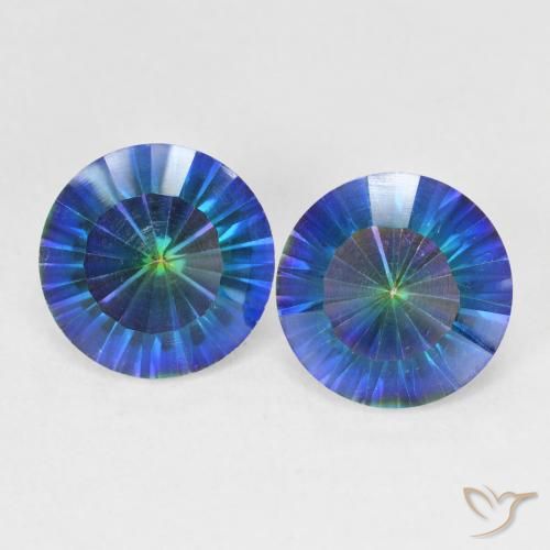 4.80ctw Natürlicher Mehrfarbiges Blau Mystischer Quarz, Runden, VVS-VS