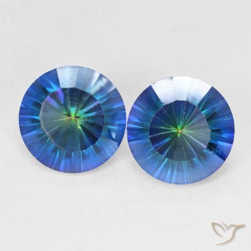 4.84ctw Natürlicher Mehrfarbiges Blau Mystischer Quarz, Runden, VVS-VS