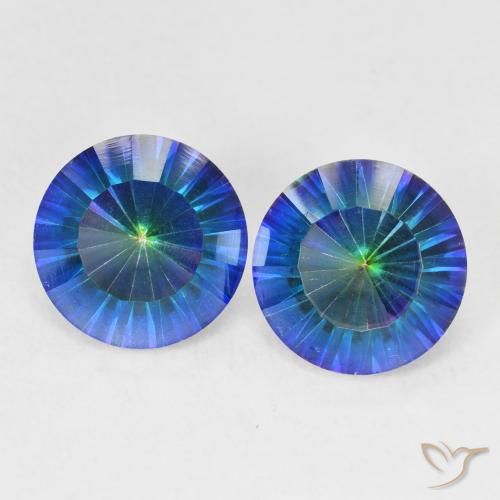 4.87ctw Natürlicher Mehrfarbiges Blau Mystischer Quarz, Runden, VVS-VS