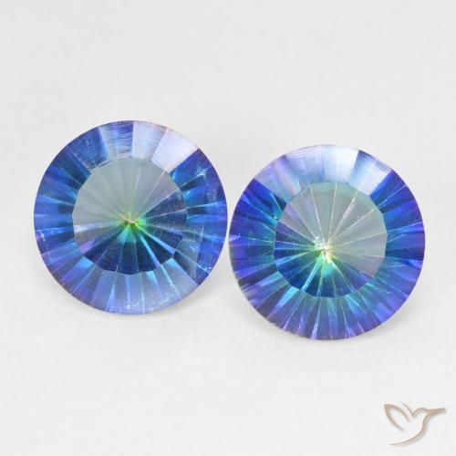4.85ctw Natürlicher Mehrfarbiges Blau Mystischer Quarz, Runden, VVS-VS
