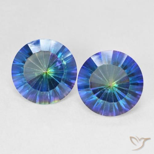 4.62ctw Natürlicher Mehrfarbiges Blau Mystischer Quarz, Runden, VVS-VS