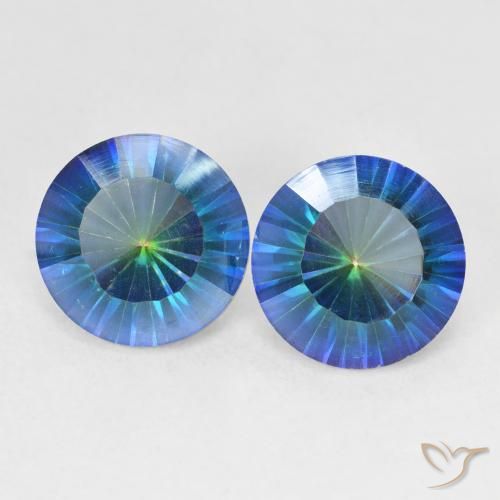 4.97ctw Natürlicher Mehrfarbiges Blau Mystischer Quarz, Runden, VVS-VS