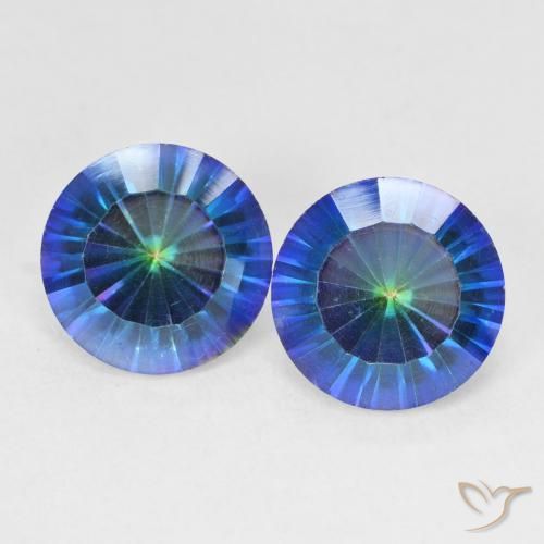 4.92ctw Natürlicher Mehrfarbiges Blau Mystischer Quarz, Runden, VVS-VS