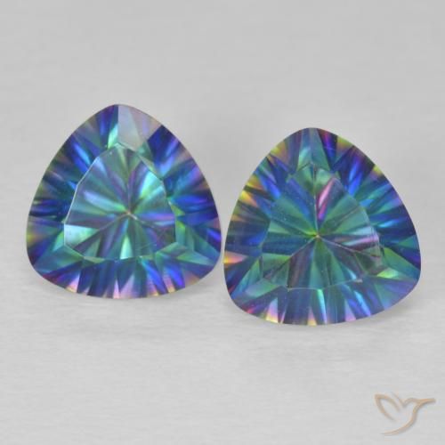 3.69ctw Natürlicher Mehrfarbiges Blau Mystischer Quarz, Trillion, VVS-VS