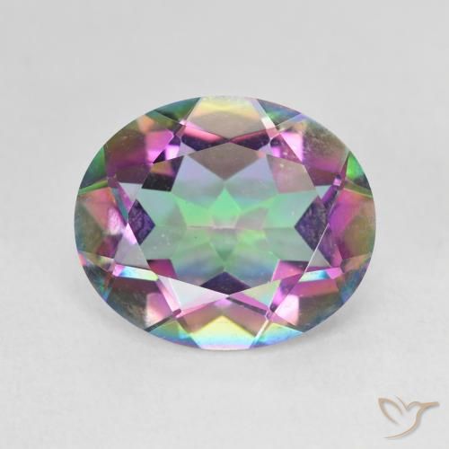 5.49ct Natürlicher Mehrfarbig Mystischer Quarz, Oval, VVS