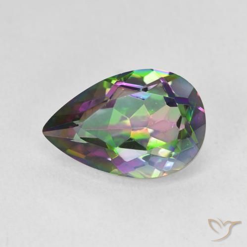 2.96ct Natürlicher Mehrfarbig Mystischer Quarz, Birnenform, VVS-VS