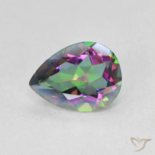 0.98ct Natürlicher Mehrfarbig Mystischer Quarz, Birnenform, VVS
