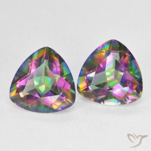 3.39 ct natürliche Mehrfarbig Mystischer Quarz-Edelsteine, Trillion, VVS