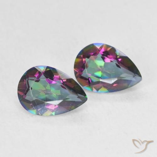 1.25 ct natürliche Mehrfarbig Mystischer Quarz-Edelsteine, Birnenform, VVS